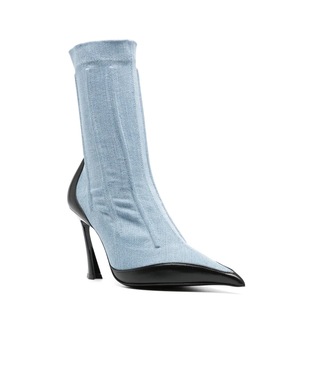 95Mm Denim Boots