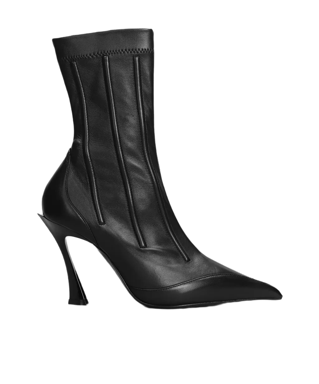 Seam Detailed Pointed Toe Ankle Boots