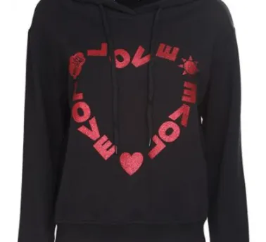 Heart-Shaped Logo Printed Hooded Sweatshirt