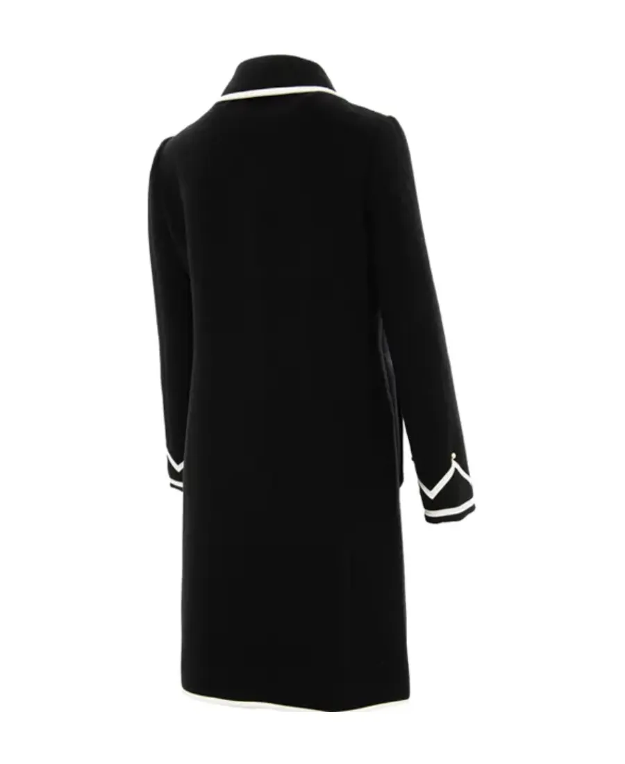 Contrast Color Trimmed Lapel Coat