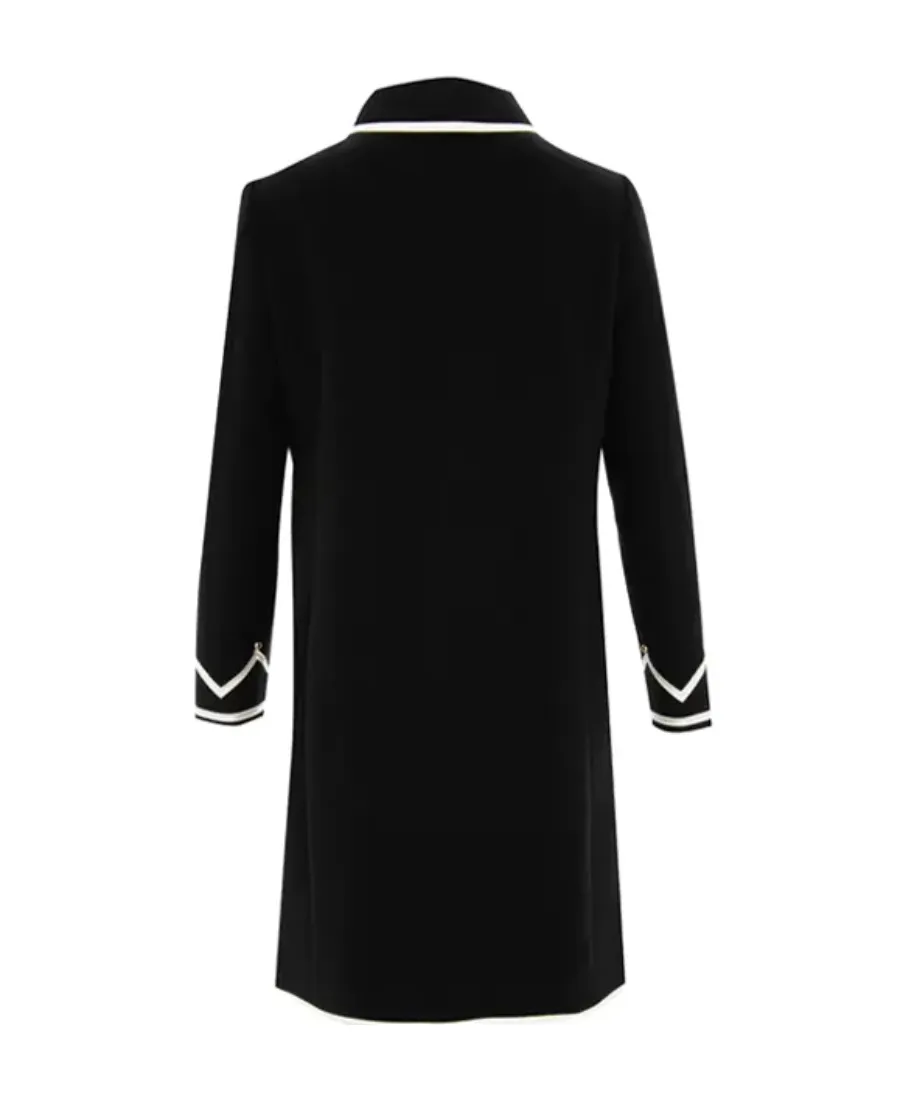 Contrast Color Trimmed Lapel Coat