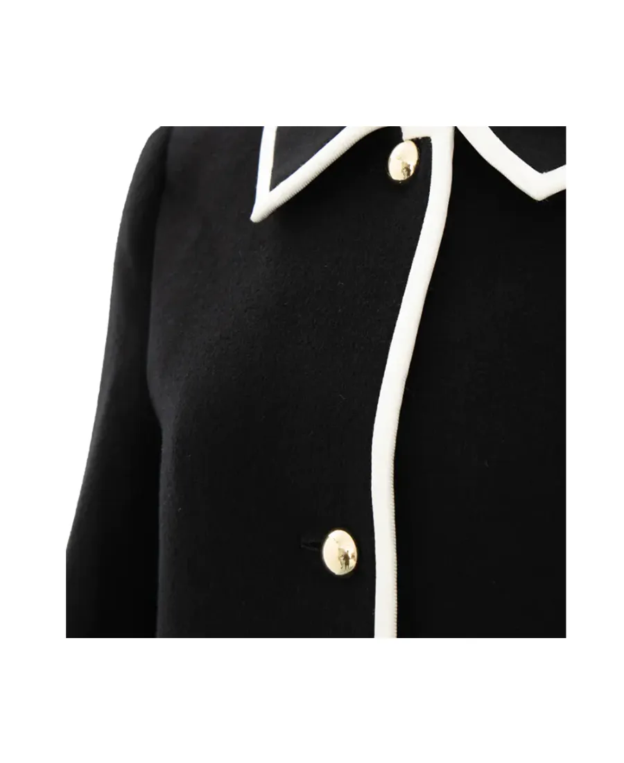 Contrast Color Trimmed Lapel Coat