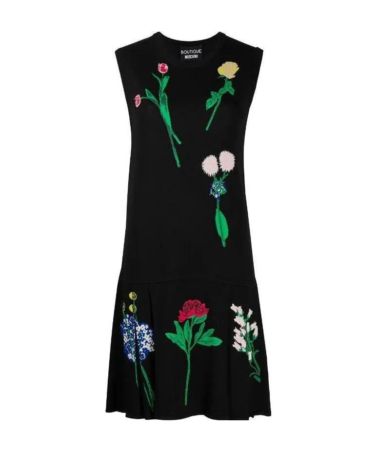 Inlaid Knitted Floral Dress
