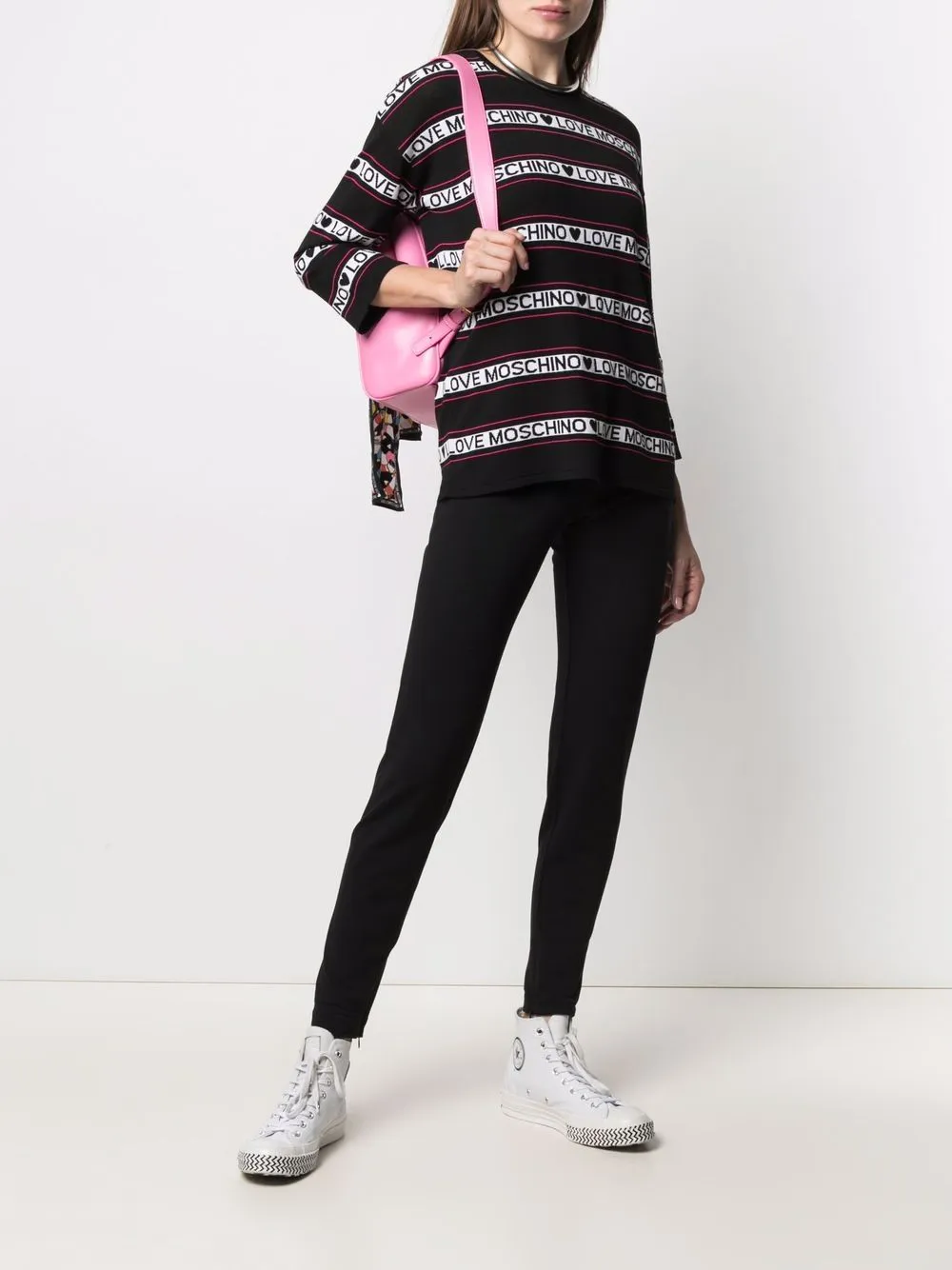 Inlaid Logo Nine-Cent Sleeve Pullover