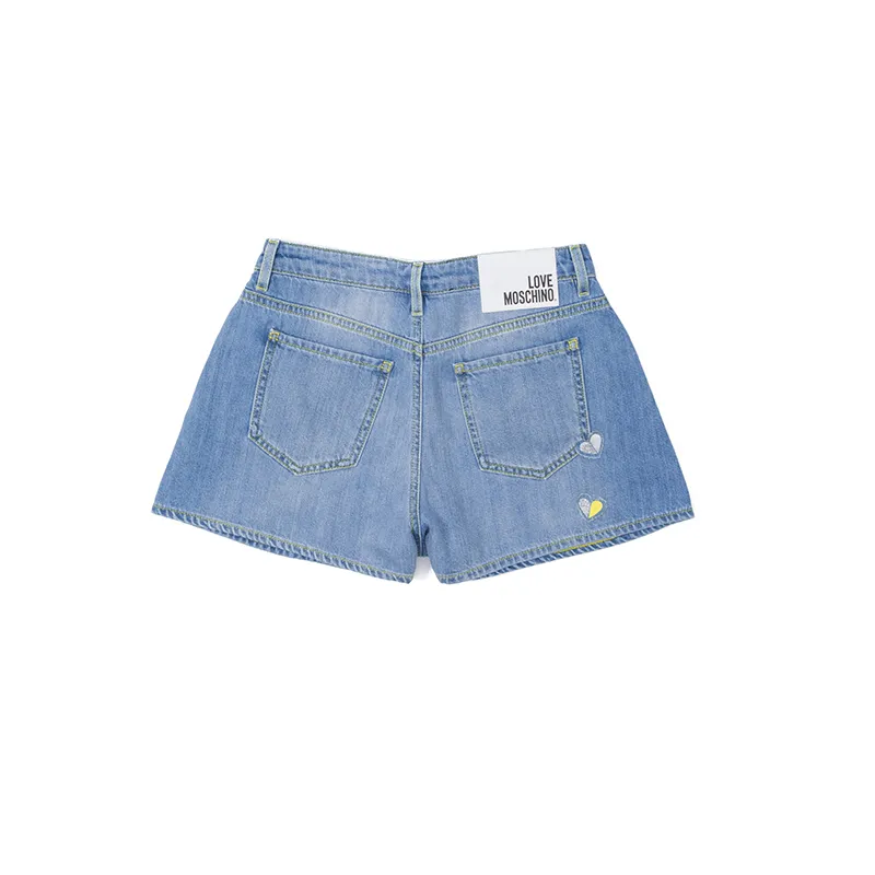 Printed Denim Shorts