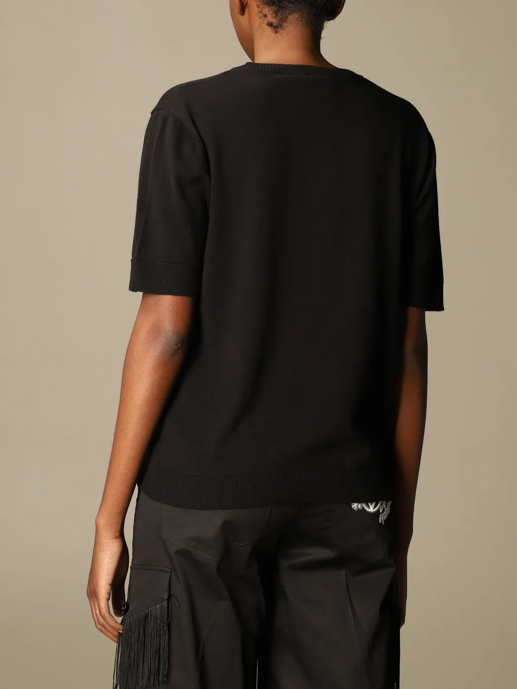 Printed Knitted Short-Sleeved Pullover