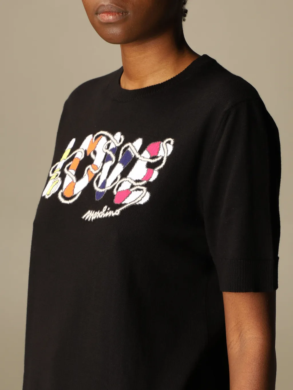 Printed Knitted Short-Sleeved Pullover