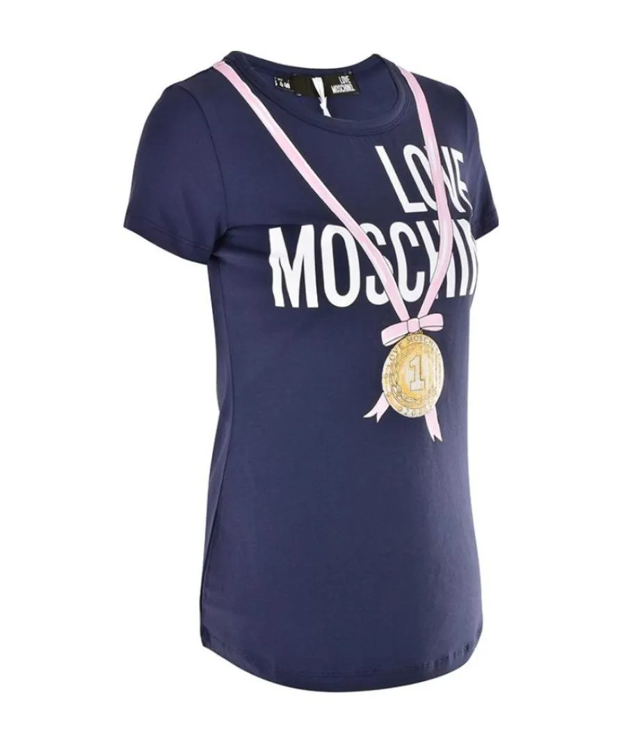 Medal Printed Round-Neck Short-Sleeved T-Shirt