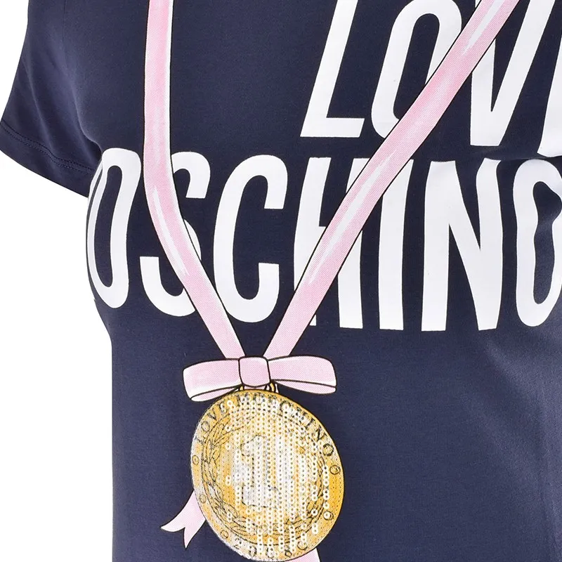 Medal Printed Round-Neck Short-Sleeved T-Shirt