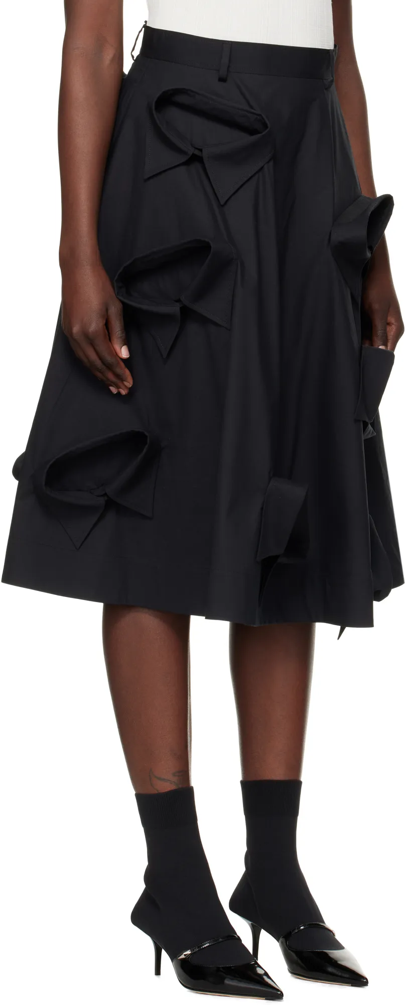 Stretch-Cotton Poplin Midi Skirt