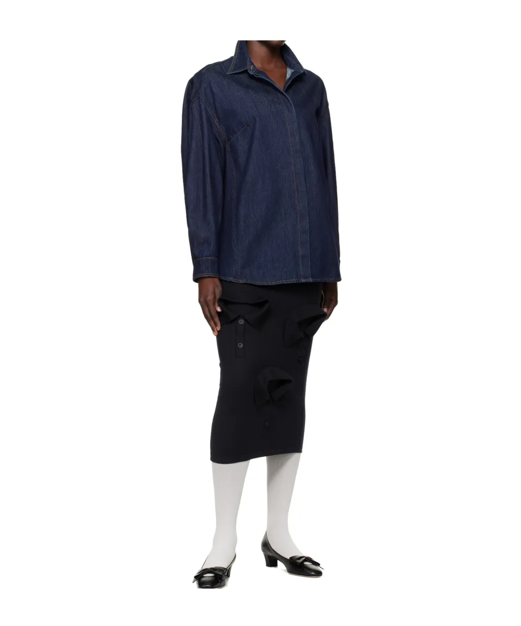 Merino Wool Knit Midi Skirt
