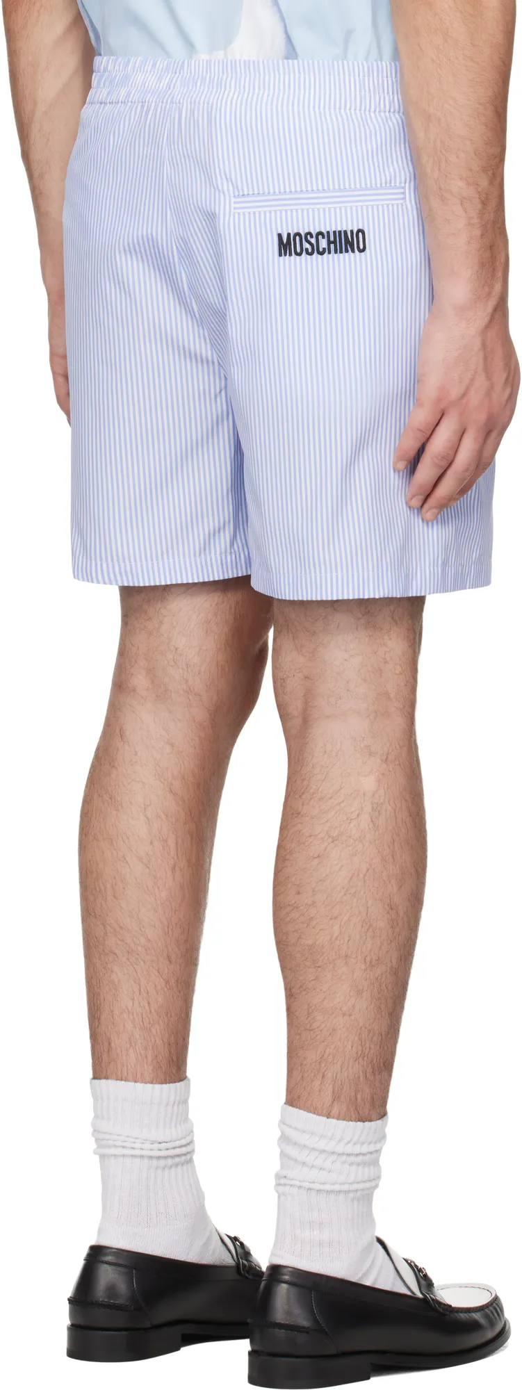 Goose Embroidery Striped Poplin Shorts