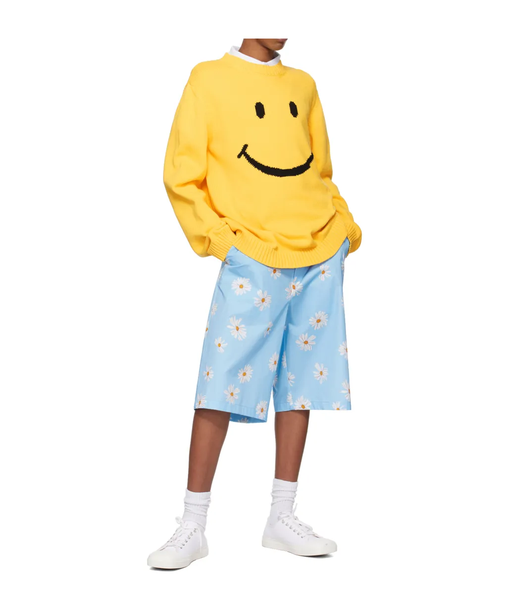 Satin Bermuda Allover Daisy Shorts