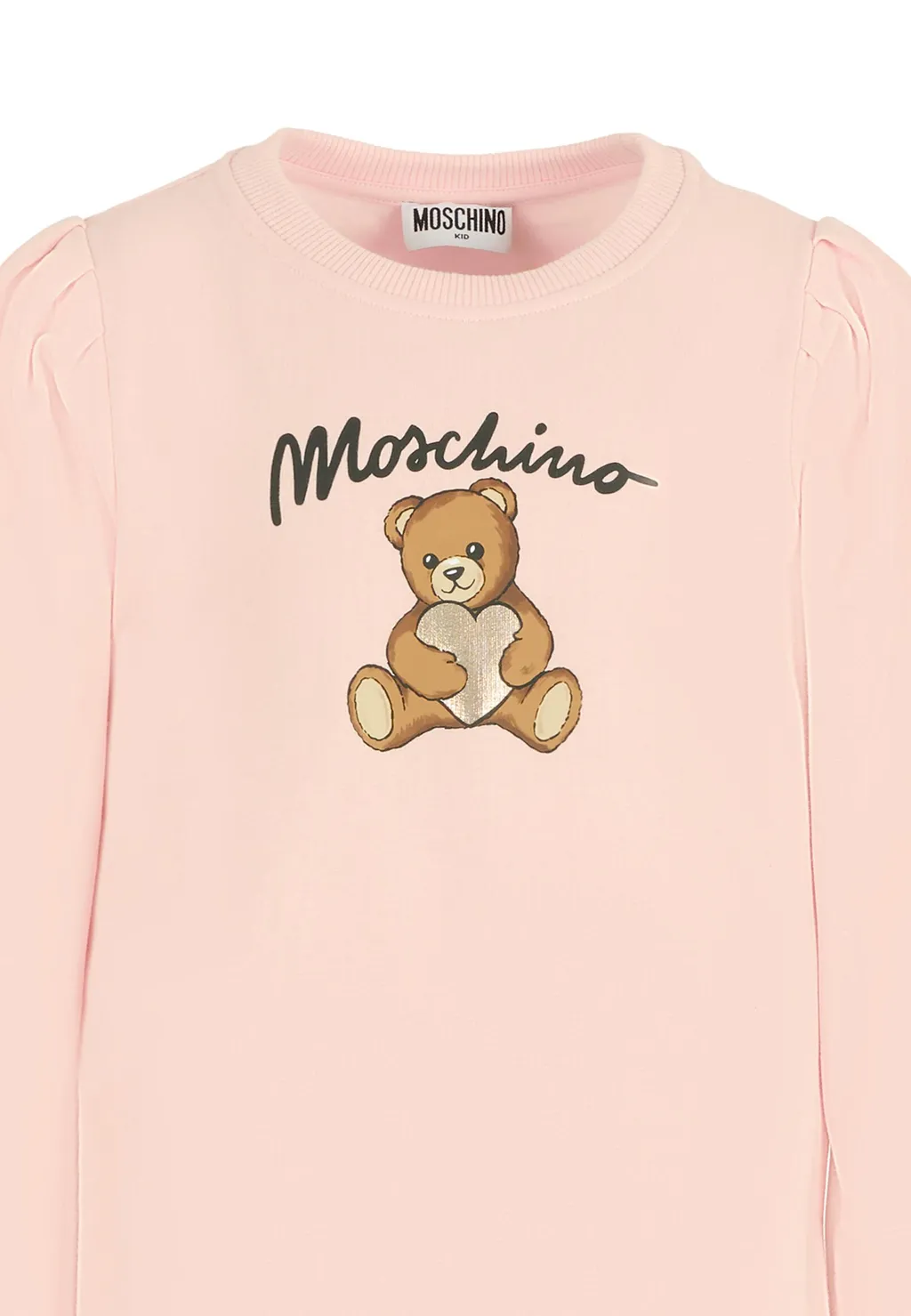 Teddy-Print Puff-Sleeve Dress