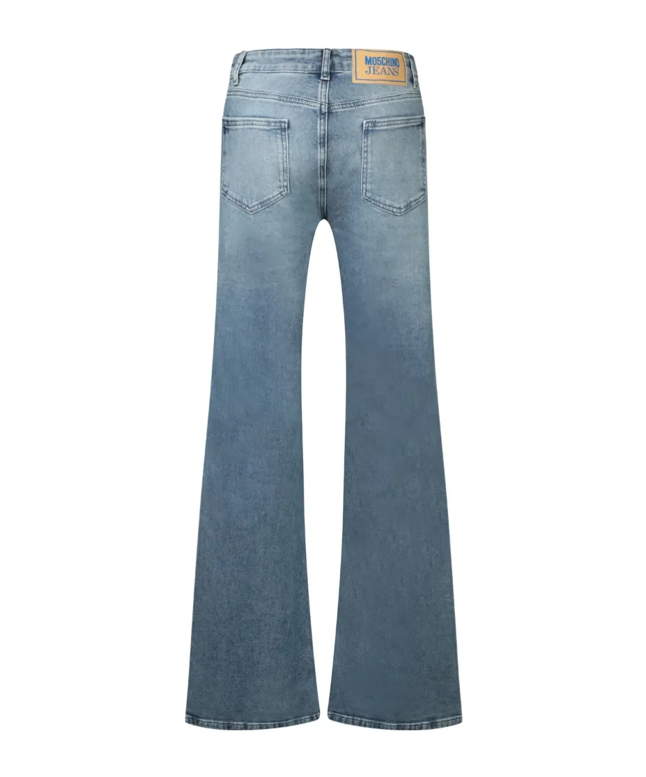 High Waist Logo Patch Jeans