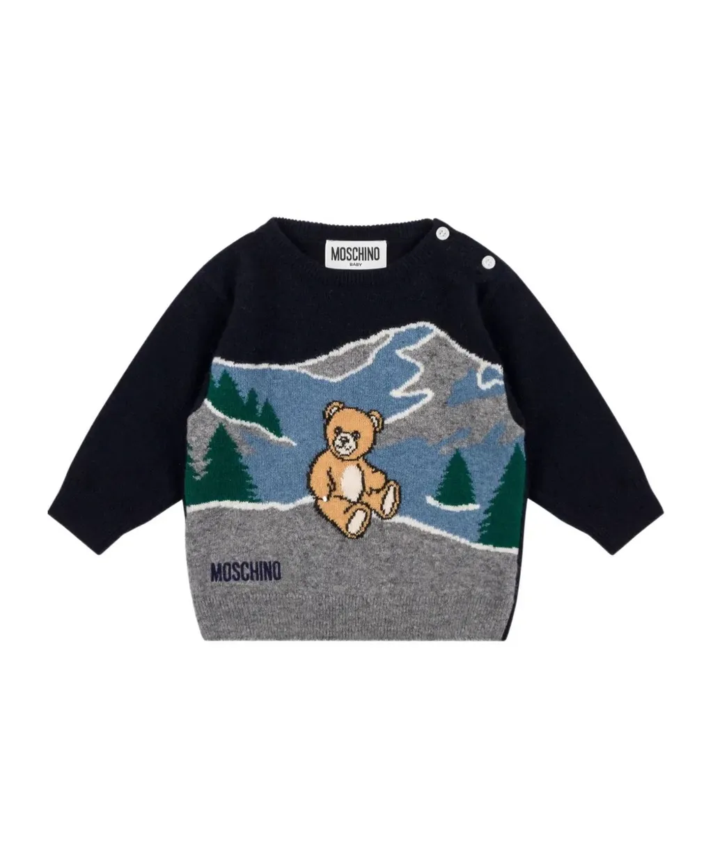 Teddy Bear Intarsia Crewneck Jumper