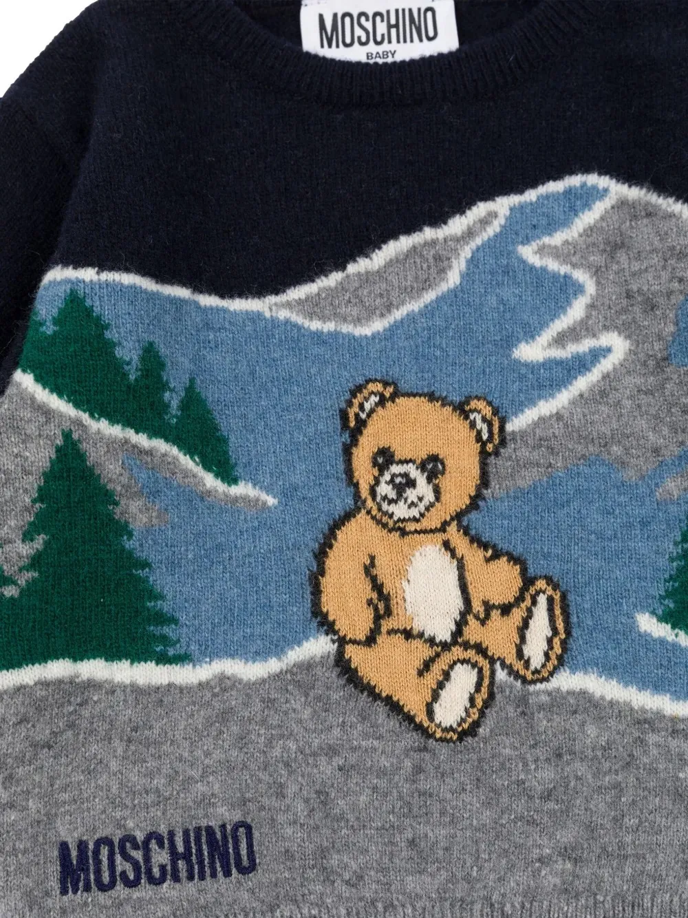 Teddy Bear Intarsia Crewneck Jumper