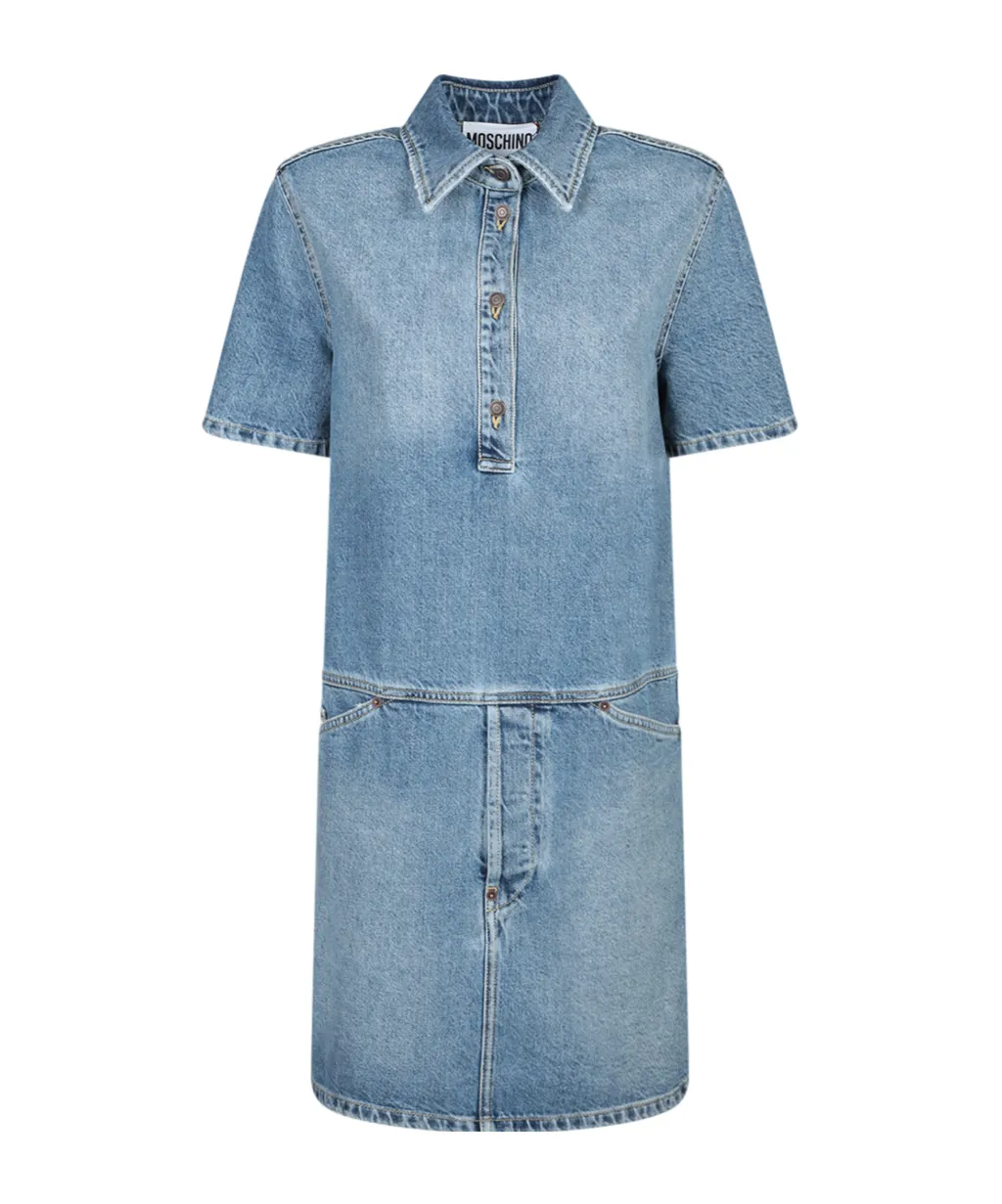 Short Sleeved Mini Denim Dress