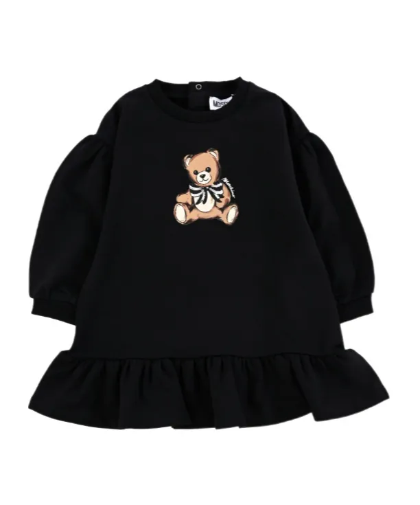 Teddy Bear Printed Crewneck Dress