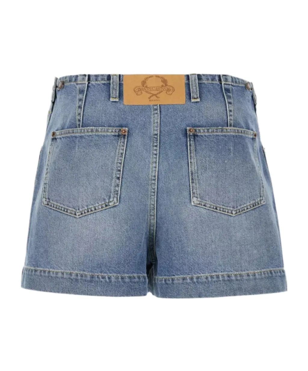 Button-Fastening Denim Shorts
