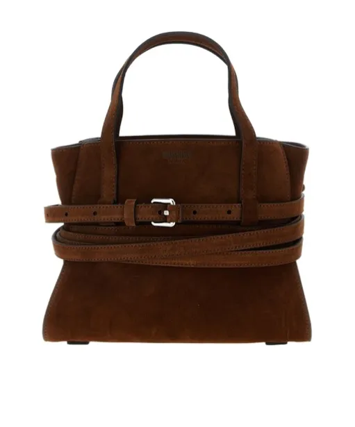 Tie Me Belt-Detail Suede Tote Bag