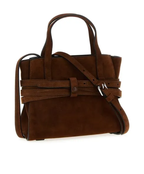 Tie Me Belt-Detail Suede Tote Bag