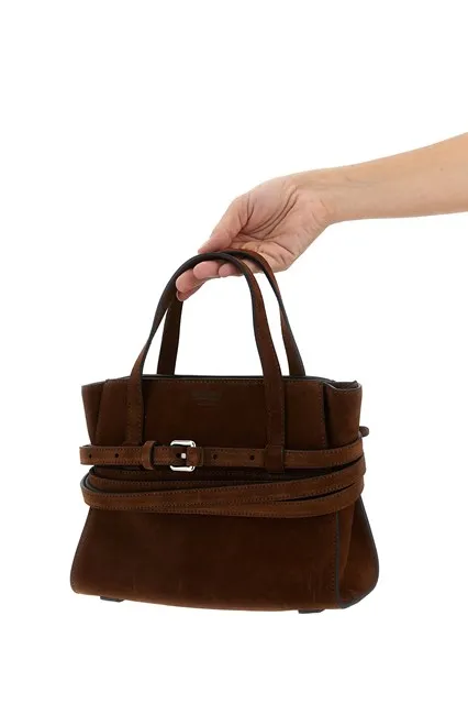 Tie Me Belt-Detail Suede Tote Bag