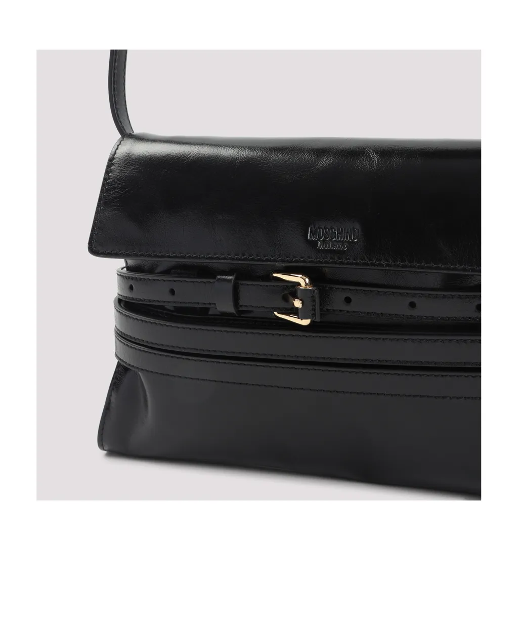 Buckle-Fastening Leather Shoulder Bag