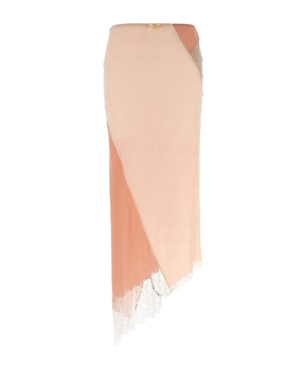 Asymmetric Lace-Detailed Skirt