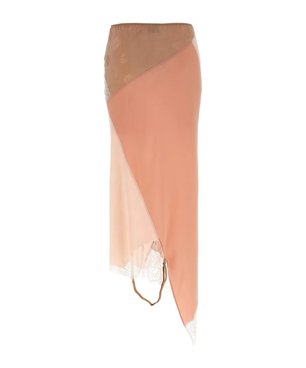 Asymmetric Lace-Detailed Skirt