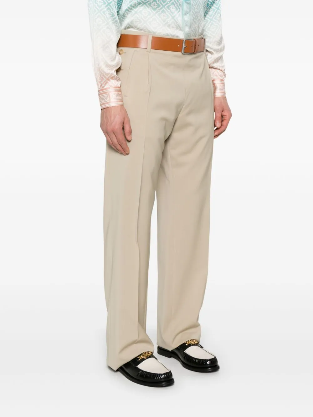 Belted Straight-Leg Trousers