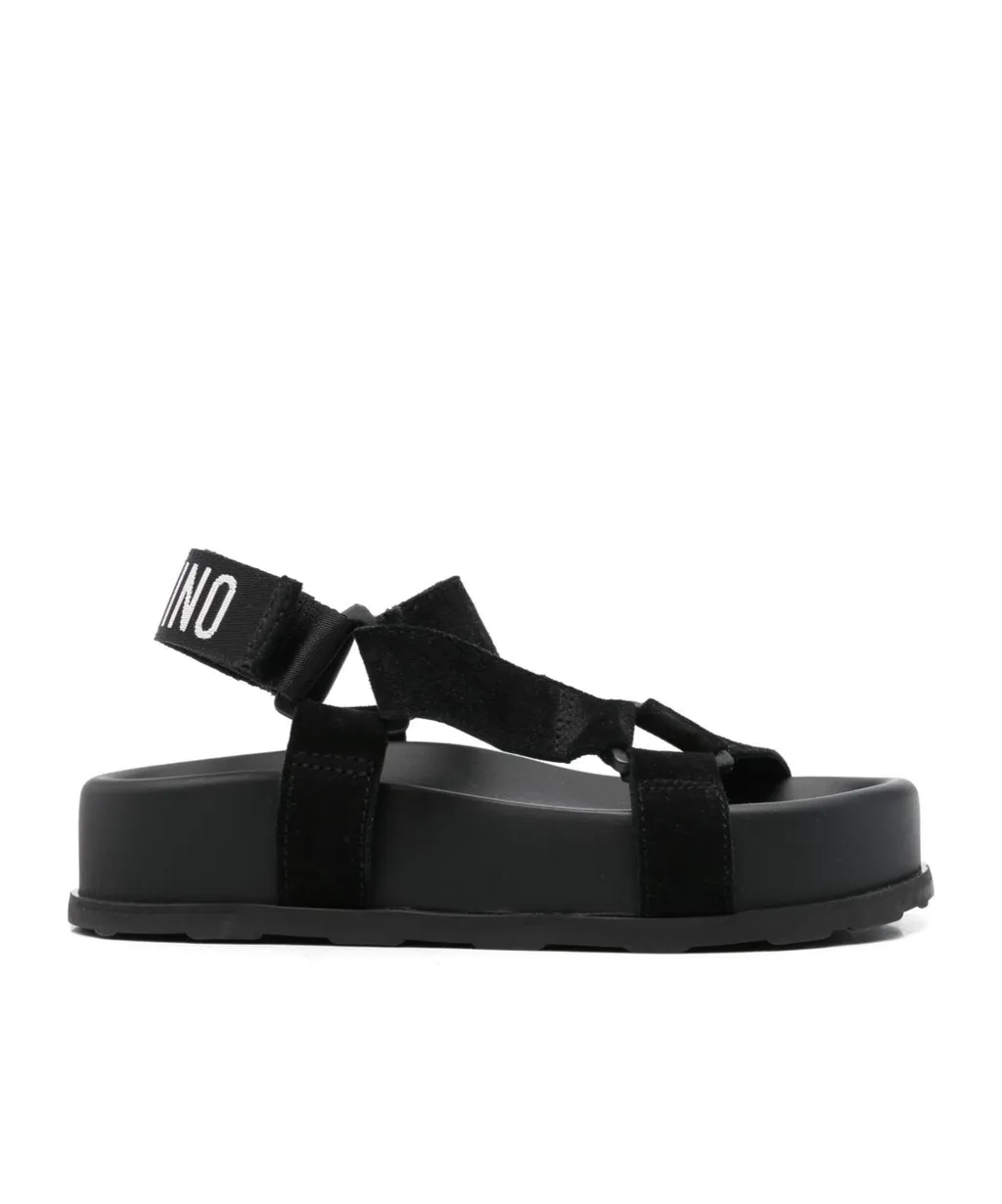 Logo Embroidered Touch Strap Sandals