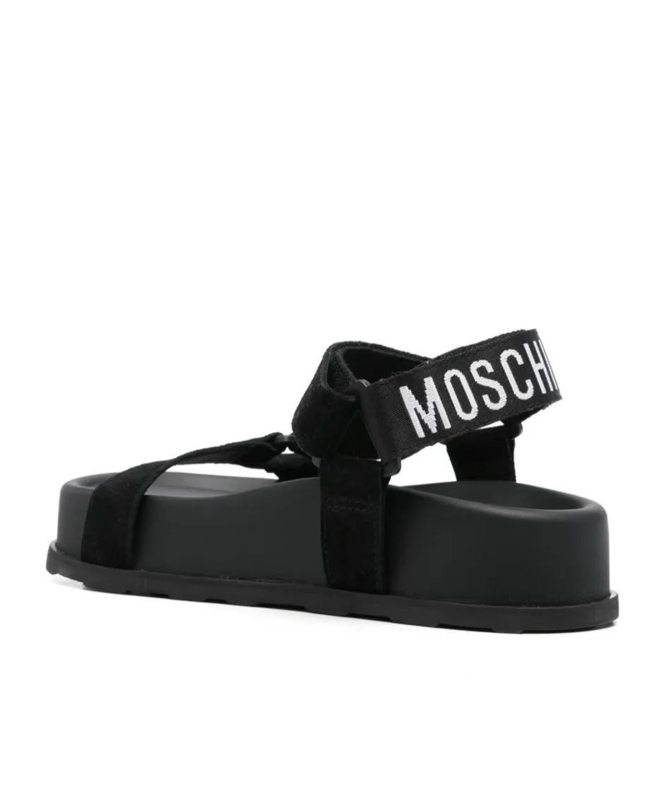 Logo Embroidered Touch Strap Sandals