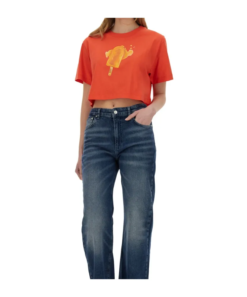 Ice-Cream Print Cropped T-Shirt