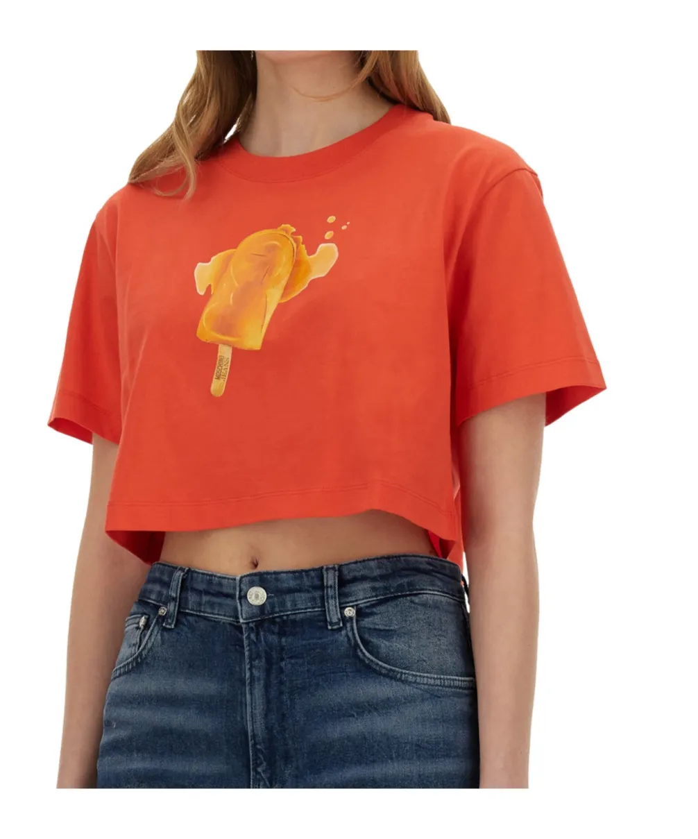 Ice-Cream Print Cropped T-Shirt