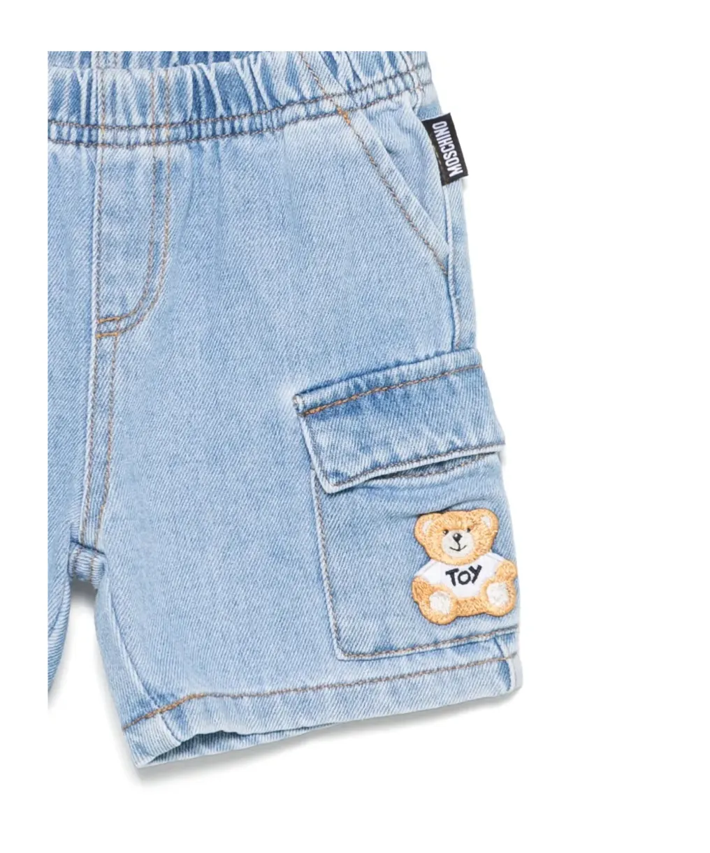 Teddy Bear-Embroidered Shorts