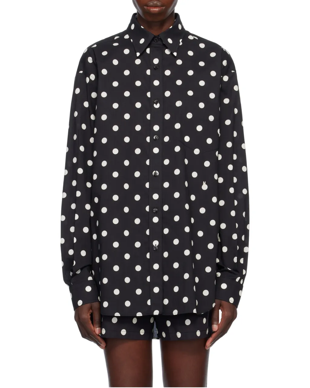 Pleat Detailed Polka-Dot Shirt
