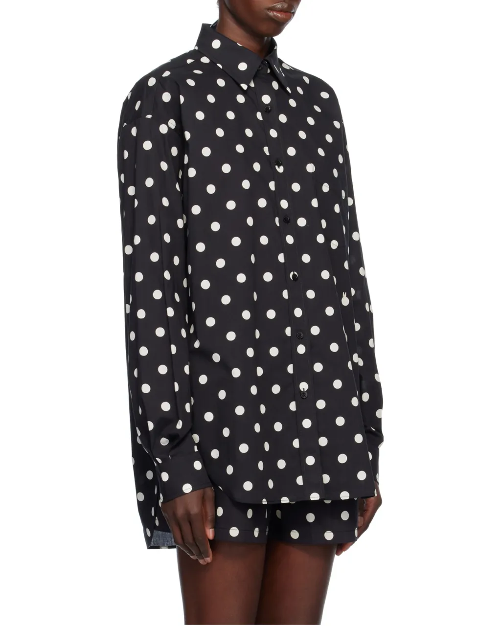 Pleat Detailed Polka-Dot Shirt