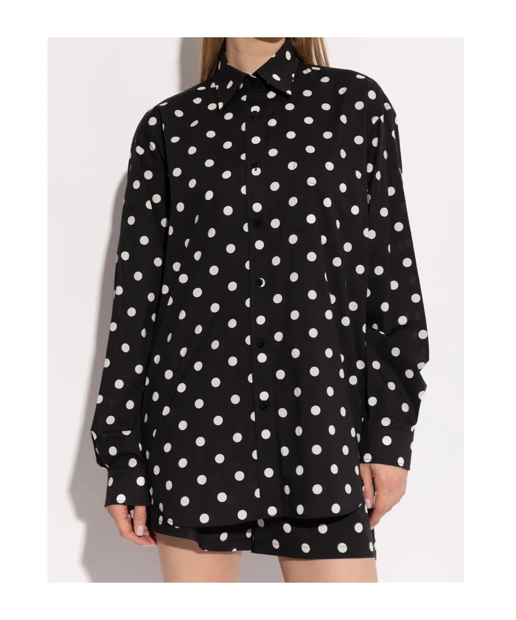 Pleat Detailed Polka-Dot Shirt