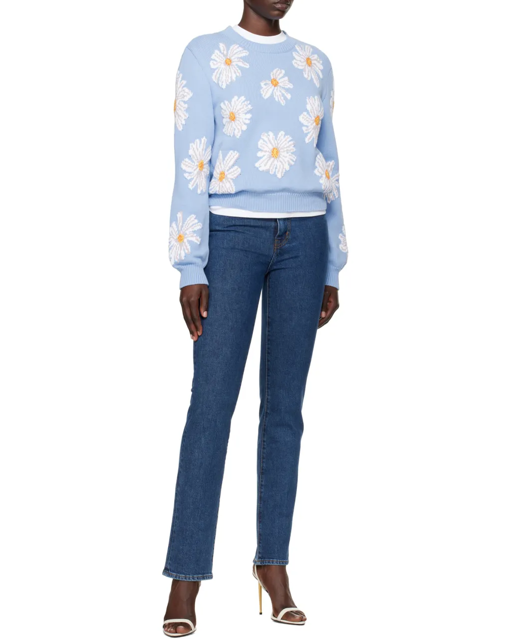 Blue All Over Daisy Print Sweater