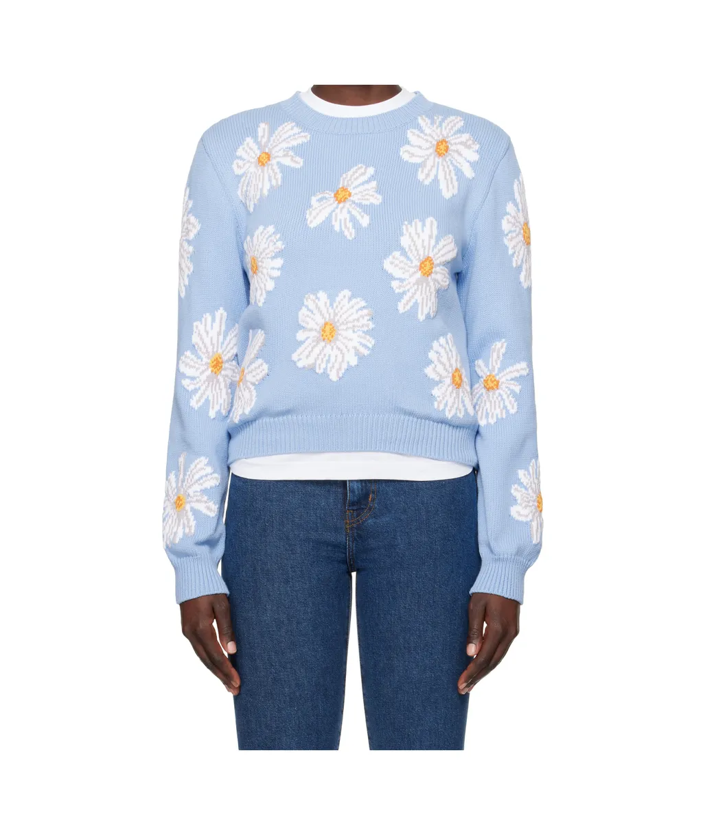 Blue All Over Daisy Print Sweater