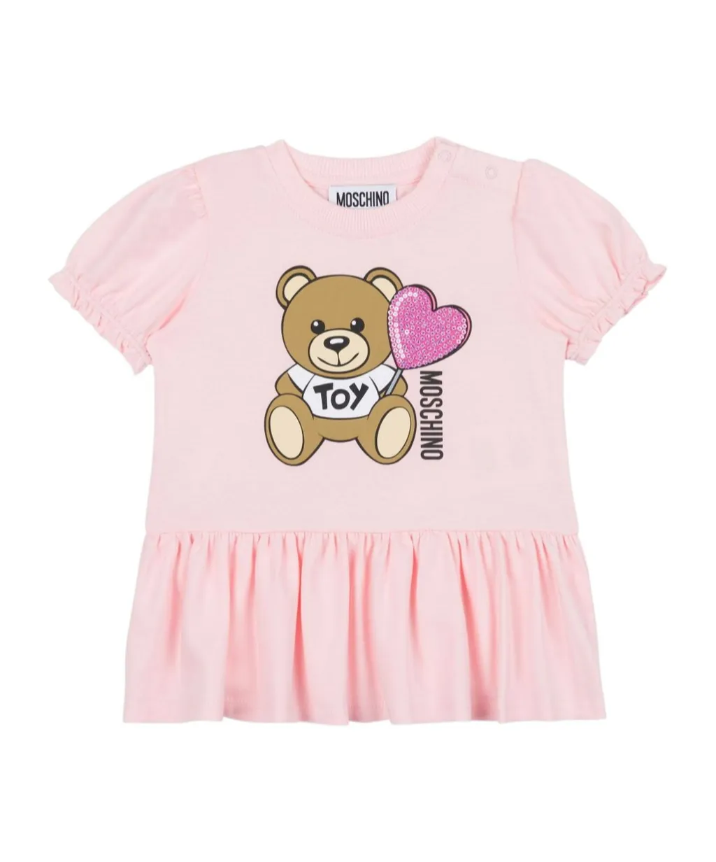 Teddy Bear-Print Glitter Dress