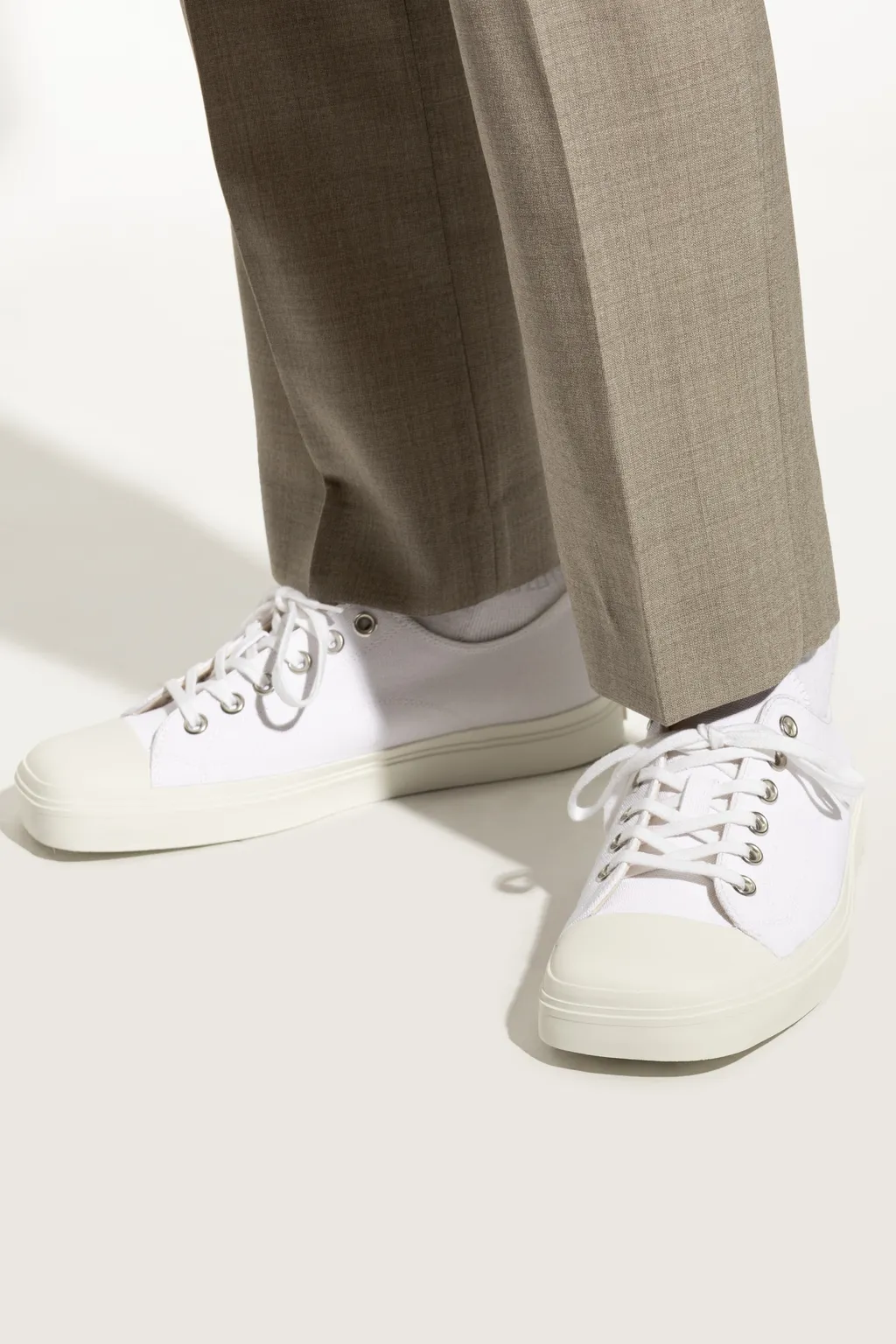 Contrast-Stitched Lace-Up Sneakers