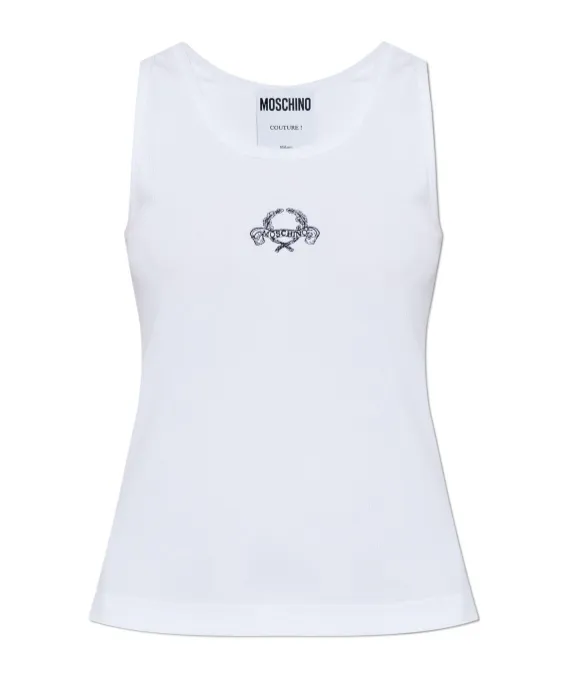 Logo-Embroidered Ribbed Top
