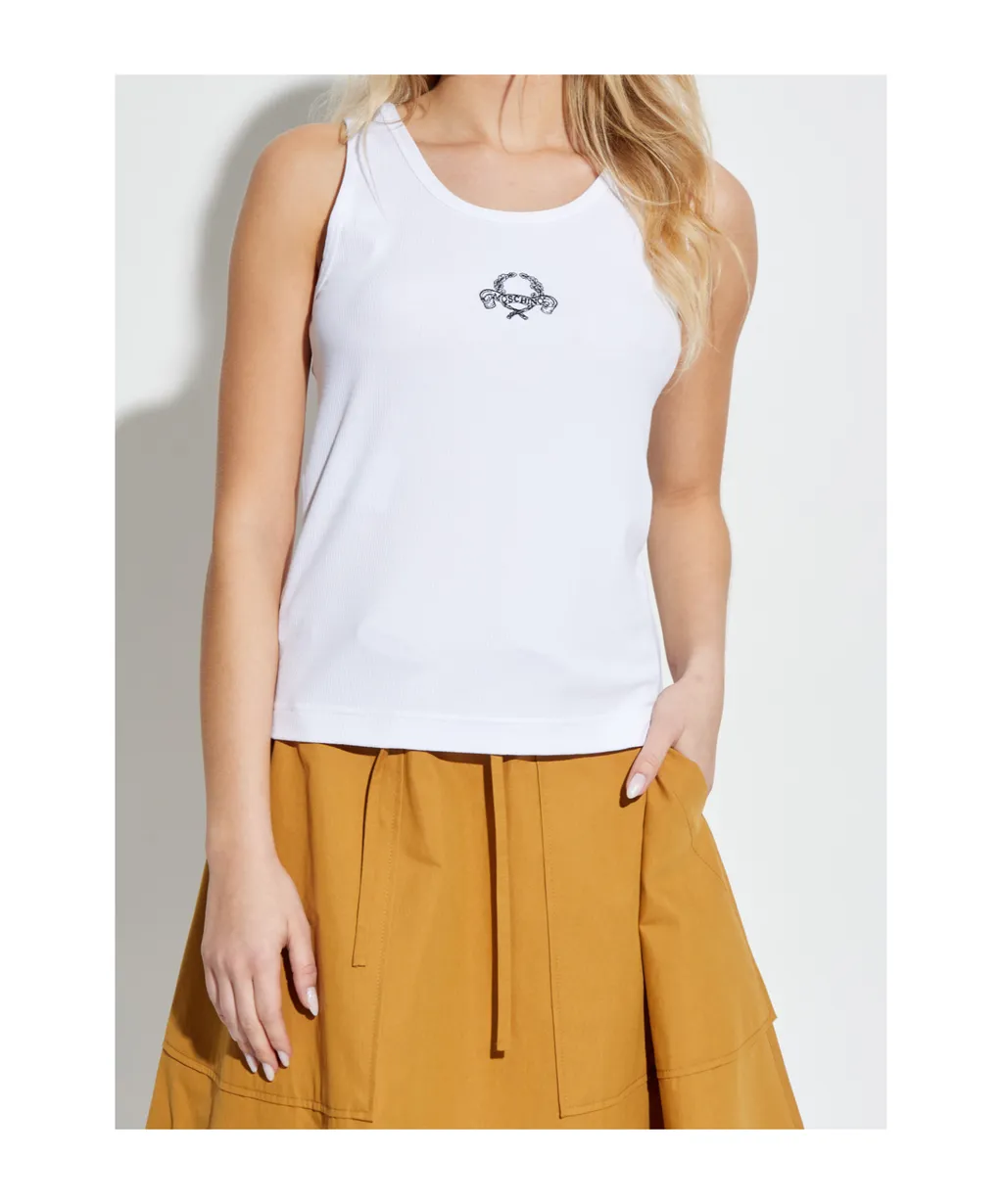 Logo-Embroidered Ribbed Top