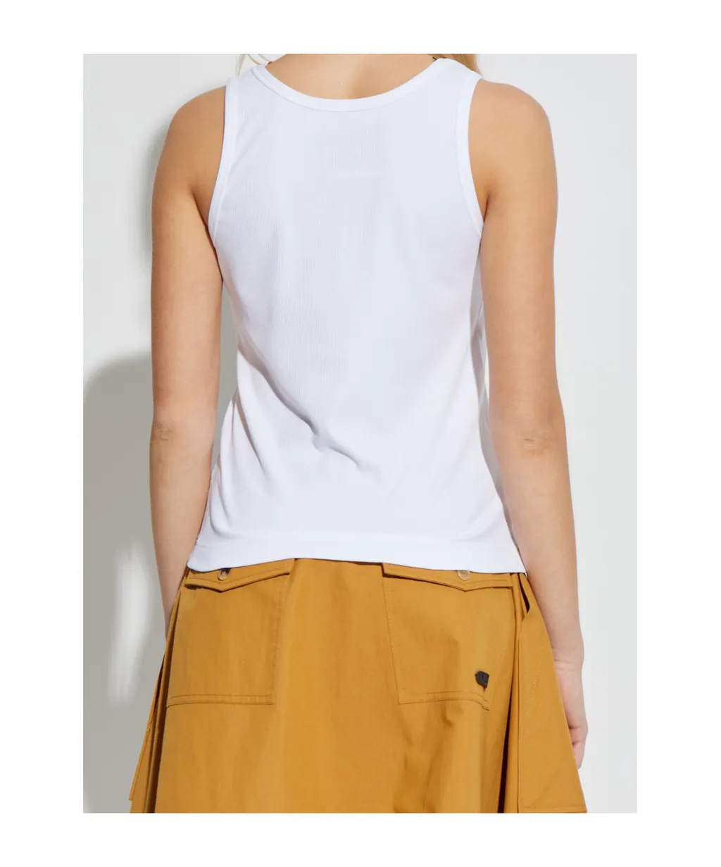 Logo-Embroidered Ribbed Top