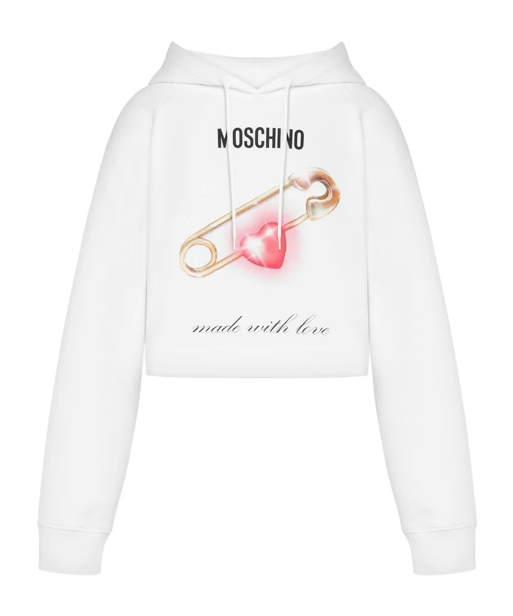 Heart-Print Cotton Hoodie