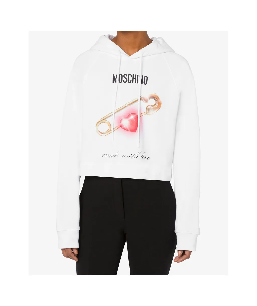 Heart-Print Cotton Hoodie