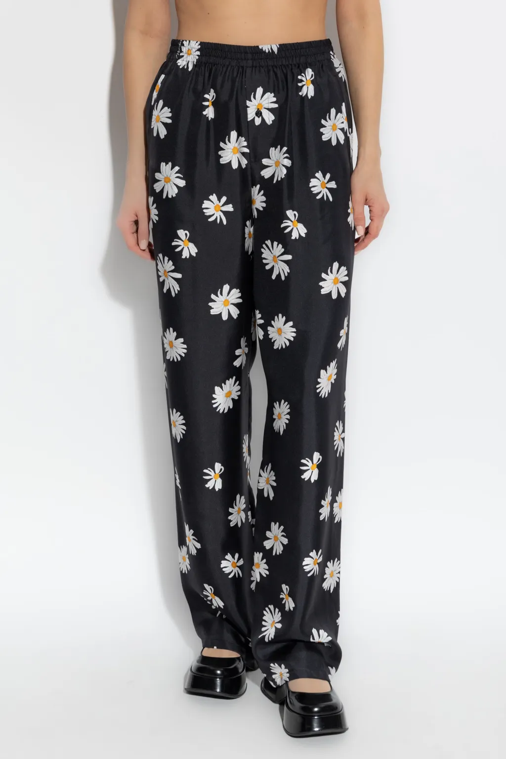 Daisy Printed Elastic Waist Pants