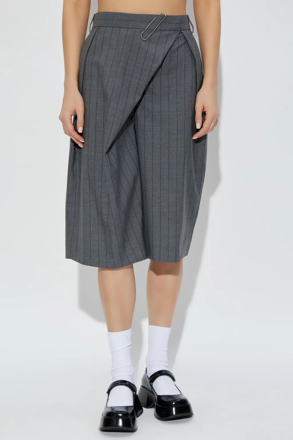 Pinstriped Mid-Length Shorts